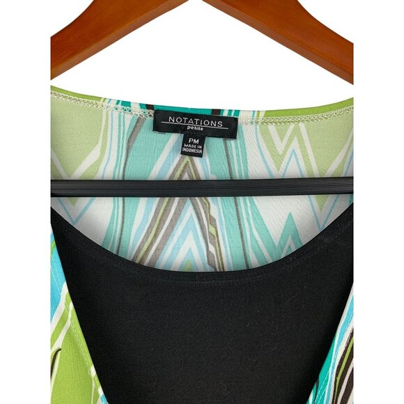 Notations Womens Petite Chevron Wrap Top PM Polyester Spandex - Picture 5 of 6